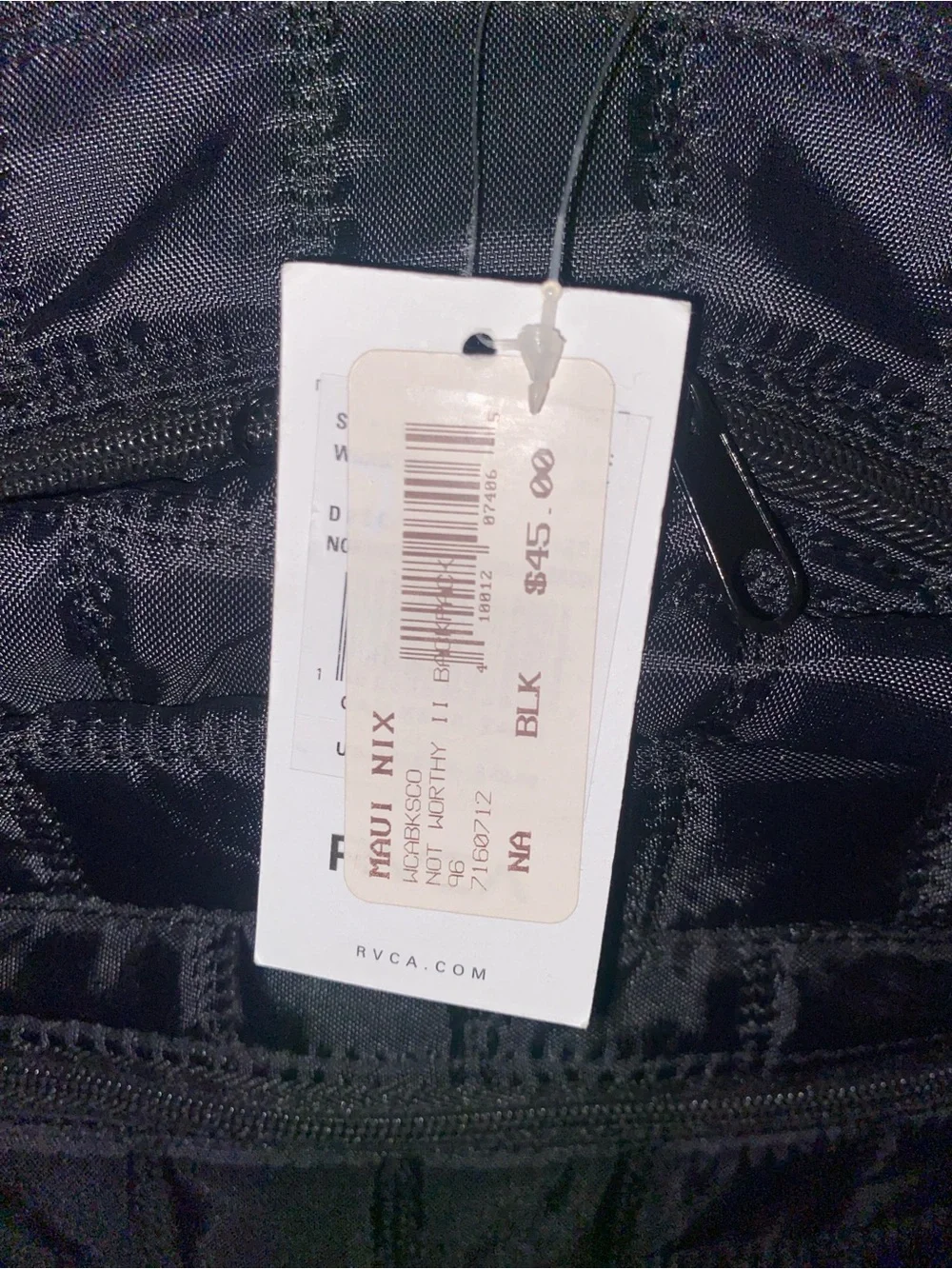 RVCA Black Quilted Backpack